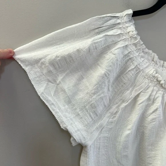 Faherty Annabelle Dress Short Sleeved Cotton Dress Texture Neckline in White, XL - Picture 5 of 12